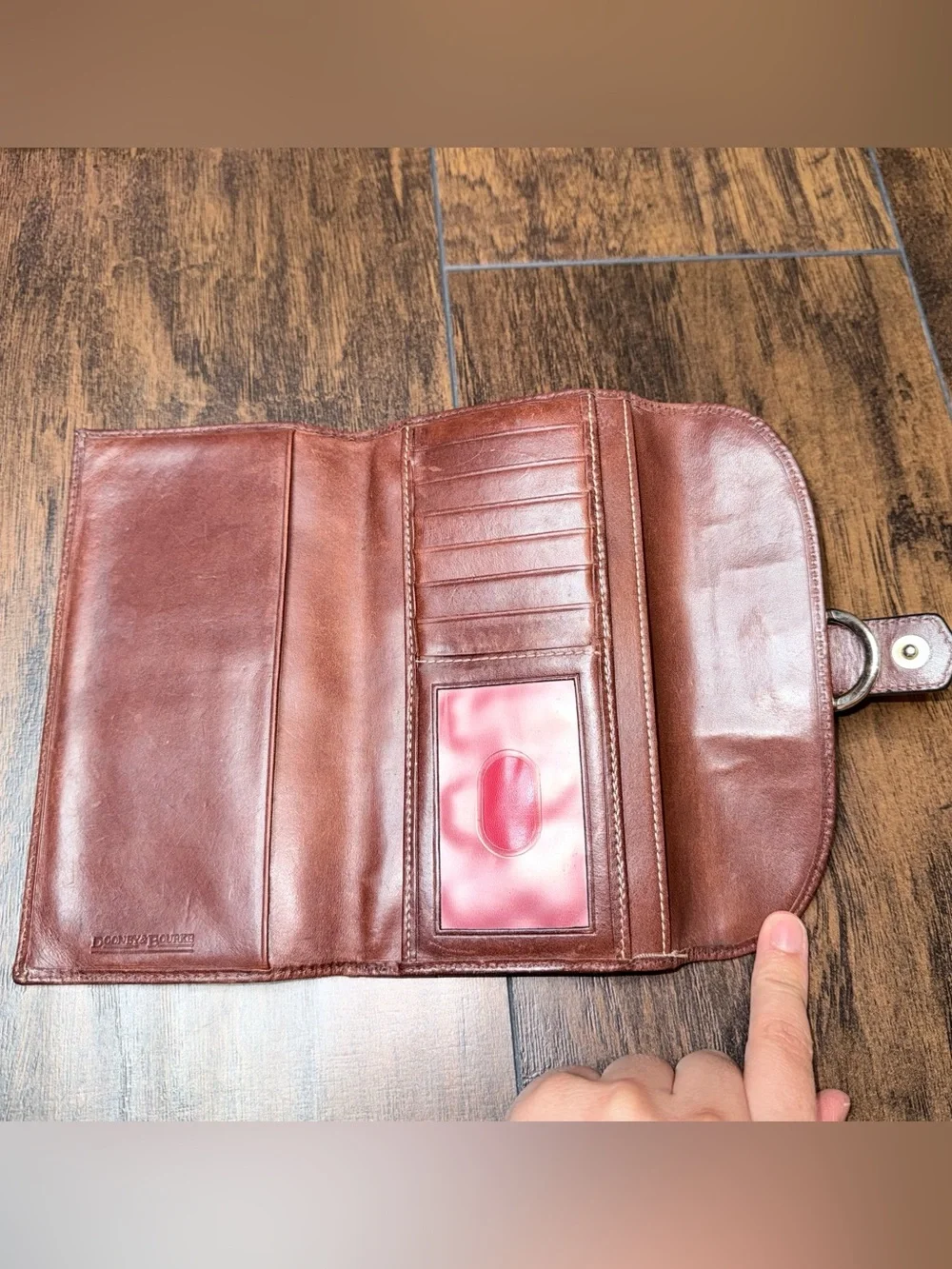 Dooney & Bourke Tan Monogram Wallet with Brown Trim